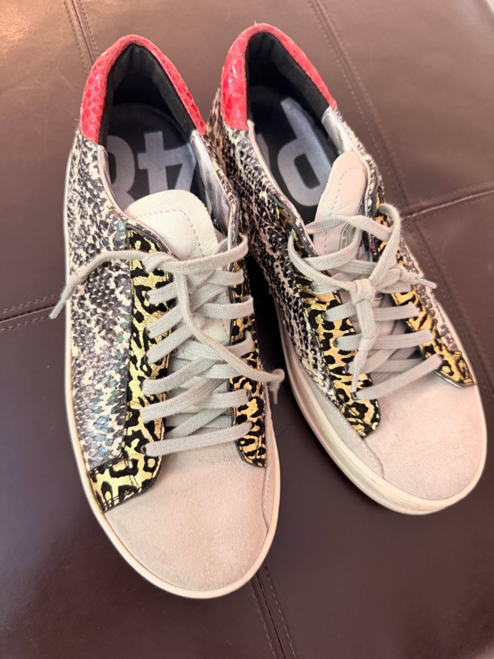 P448 John Snake-Print Low Top Lace-Up Sneakers Womens Size EU38 US7.5 - Picture 2 of 9